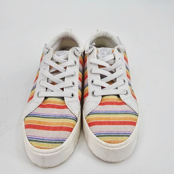 Roxy Sheilahh Slip on Rainbow Strip Platform Sneaker Shoe Women's 6.5 VSCO - Picture 2 of 9